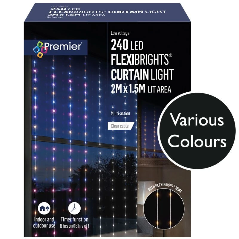 240 LED Flexibright Curtain Lights On Clear Cable 3 240 LED Flexibright Curtain Lights On Clear Cable