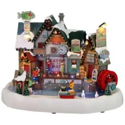 Lemax Birch Creek Ice Fishing Festival - Musical Display