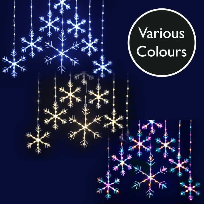 Christmas Snowflake Curtain Lights With Timer 3 Christmas Snowflake Curtain Lights With Timer