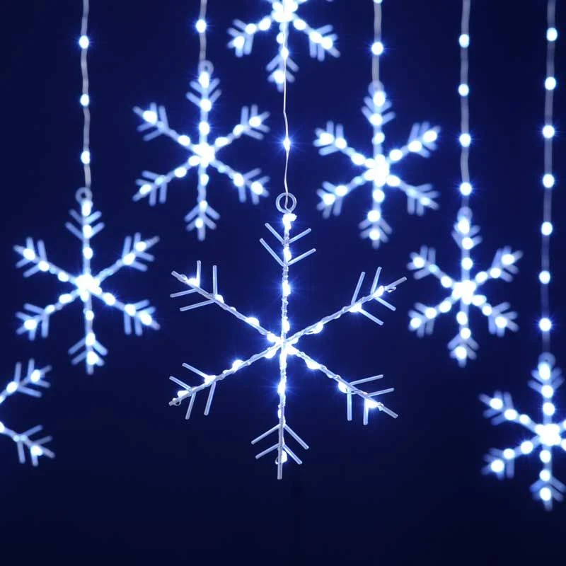 Christmas Snowflake Curtain Lights With Timer 5 Christmas Snowflake Curtain Lights With Timer - Image 3