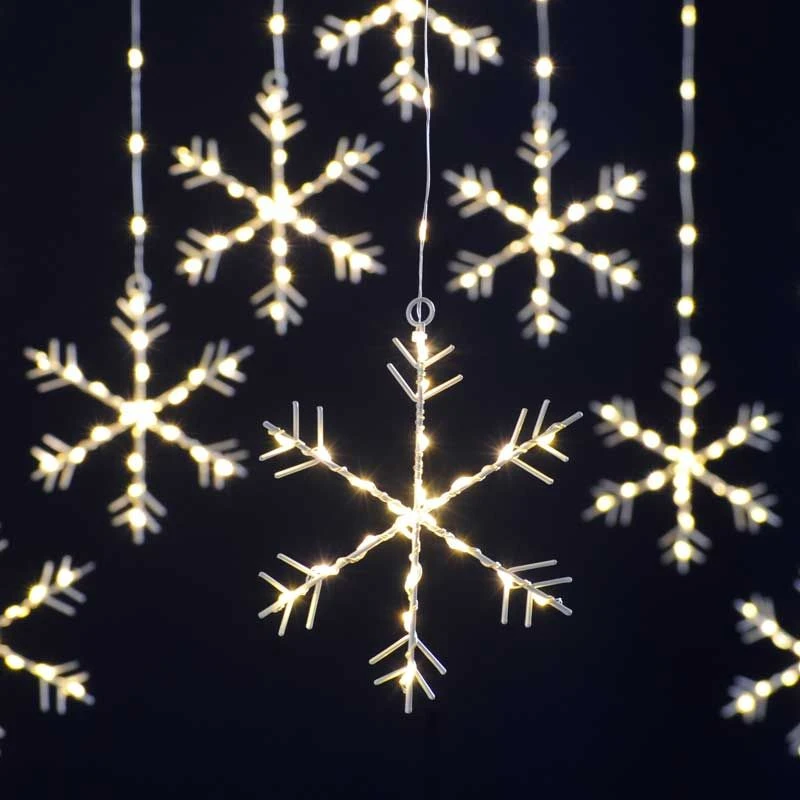 Christmas Snowflake Curtain Lights With Timer 6 Christmas Snowflake Curtain Lights With Timer - Image 4