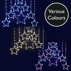 Christmas Star Curtain Lights With Timer