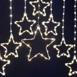 Christmas Star Curtain Lights With Timer -Christmas Decoration Store festive star curtain light warm white web