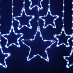 Christmas Star Curtain Lights With Timer -Christmas Decoration Store festive star curtain light white web