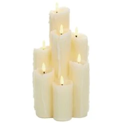 Cream Battery LED Melted Edge Flickabrights Candles With Timer -Christmas Decoration Store flickabrights melted edge 7pc web