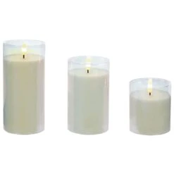 Battery LED Flickabrights Wide Glass Cup Candles With Timer -Christmas Decoration Store flickabrights pearl glass cup web