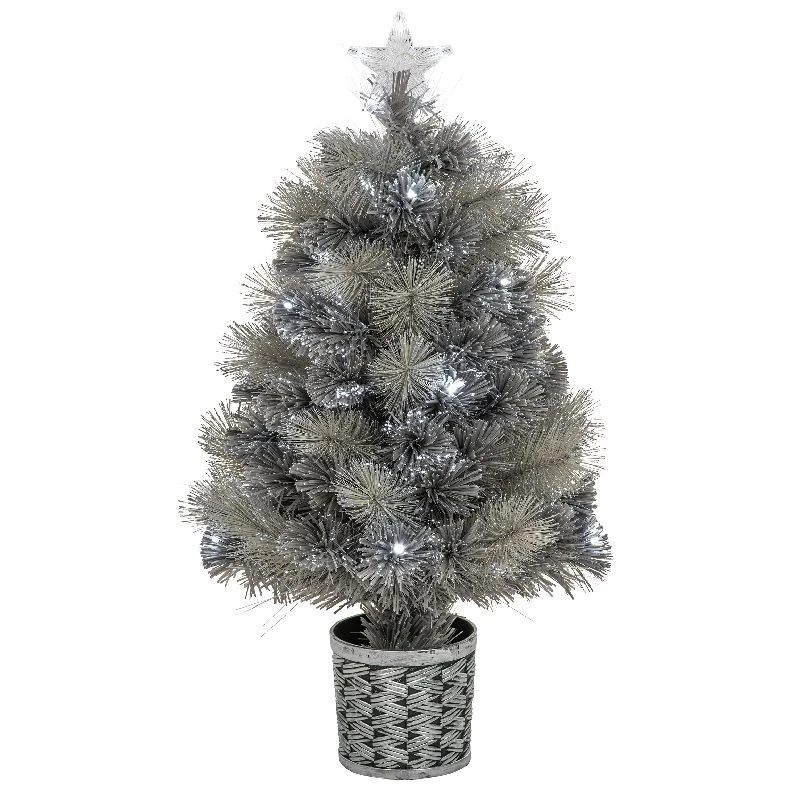 Silver Tipped Fir LED Fibre Optic Christmas Tree 2 Silver Tipped Fir LED Fibre Optic Christmas Tree