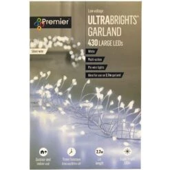 430 LED Ultrabrights Garland Lights On Pin Wire With Timer -Christmas Decoration Store garland silver wire white 430 web