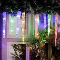 24 Colour Changing Icicle LED Lights On Clear Cable 15 24 Colour Changing Icicle LED Lights On Clear Cable -Christmas Decoration Store icicle multi white light2 web