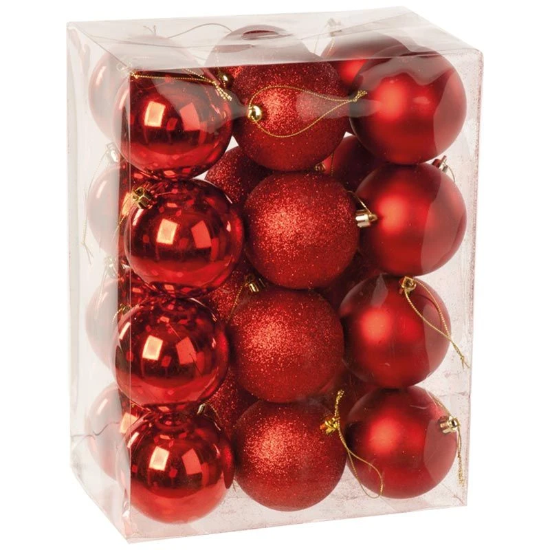 8cm Multi Finish Shatterproof Christmas Baubles (Pack Of 24) 5 8cm Multi Finish Shatterproof Christmas Baubles (Pack Of 24) - Image 3