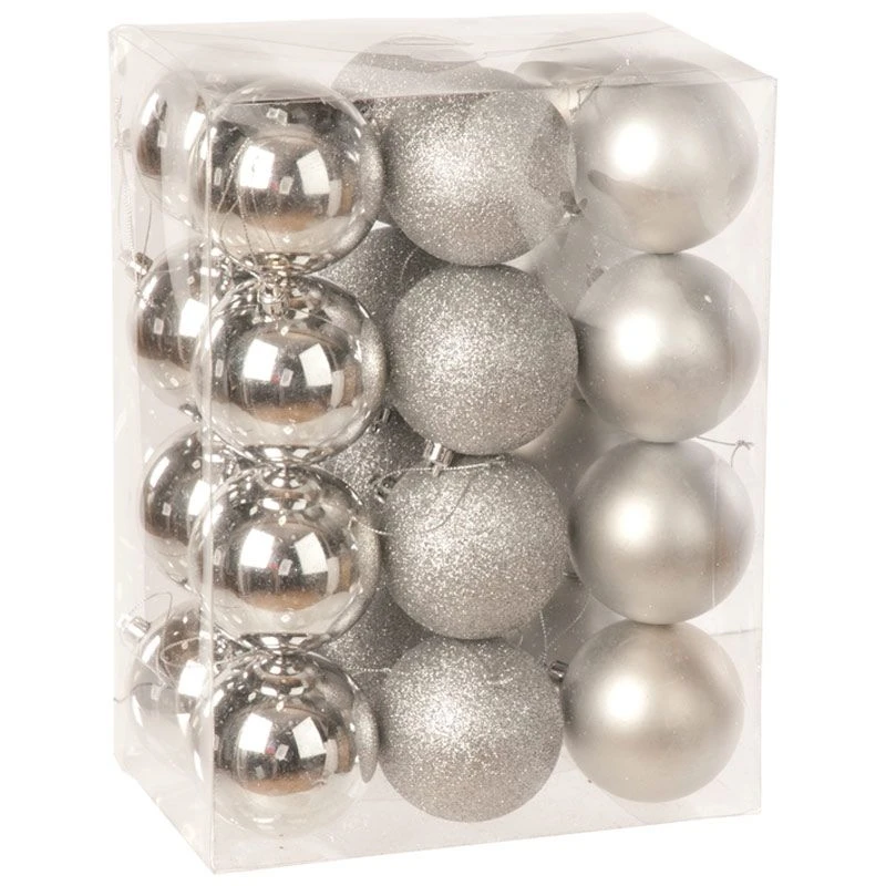 8cm Multi Finish Shatterproof Christmas Baubles (Pack Of 24) 7 8cm Multi Finish Shatterproof Christmas Baubles (Pack Of 24) - Image 5