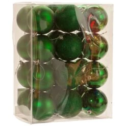 8cm Multi Finish Shatterproof Christmas Baubles (Pack Of 24) 22 8cm Multi Finish Shatterproof Christmas Baubles (Pack Of 24) -Christmas Decoration Store p015701 rich green web