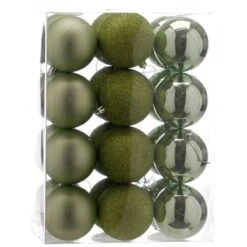 8cm Multi Finish Shatterproof Christmas Baubles (Pack Of 24) 24 8cm Multi Finish Shatterproof Christmas Baubles (Pack Of 24) -Christmas Decoration Store p040950 sage green web