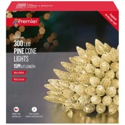 300 LED Pine Cone String Lights With Timer -Christmas Decoration Store pine cone lights 300 warm white web