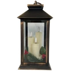Flickering Flame 27cm Battery Lantern - 3 Assorted Colours -Christmas Decoration Store premier flickabrights lantern copper web