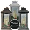 Flickering Flame 27cm Battery Lantern - 3 Assorted Colours -Christmas Decoration Store premier flickabrights lantern mix web2