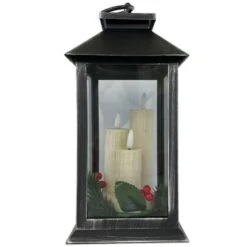 Flickering Flame 27cm Battery Lantern - 3 Assorted Colours -Christmas Decoration Store premier flickabrights lantern silver web