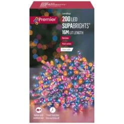 200 LED Timer Supabrights On Clear Cable -Christmas Decoration Store supabrights clear cable 200 rainbow web