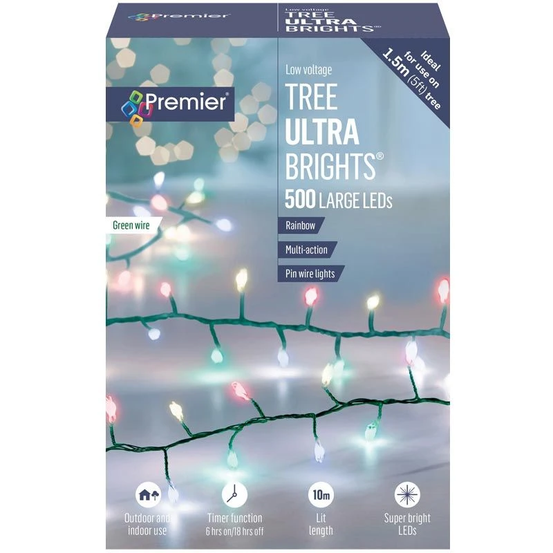 Rainbow Coloured LED Tree Ultrabrights With Timer 3 Rainbow Coloured LED Tree Ultrabrights With Timer