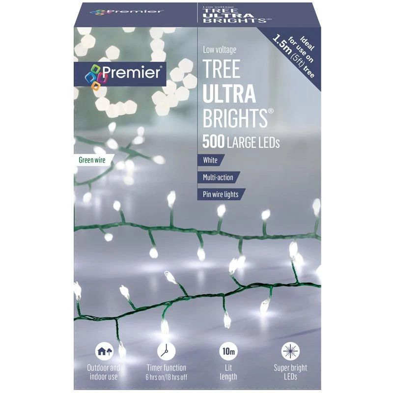 White Coloured LED Tree Ultrabrights With Timer 3 White Coloured LED Tree Ultrabrights With Timer