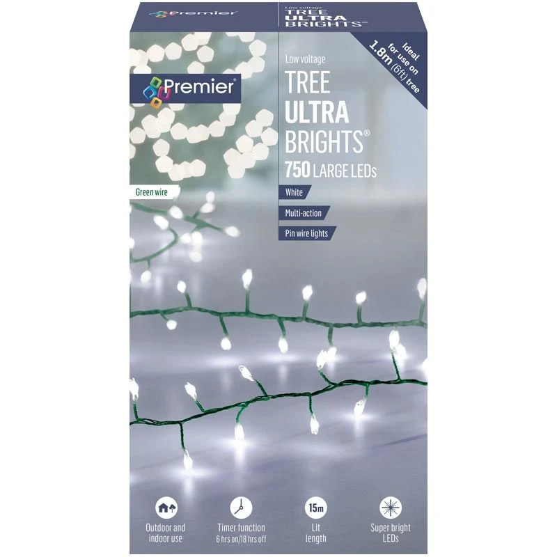 White Coloured LED Tree Ultrabrights With Timer 4 White Coloured LED Tree Ultrabrights With Timer - Image 2