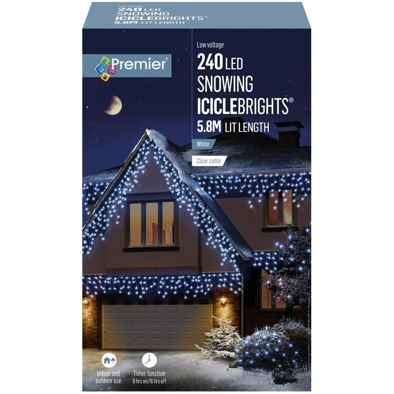 White LED Snowing Iciclebrights With Timer 3 White LED Snowing Iciclebrights With Timer